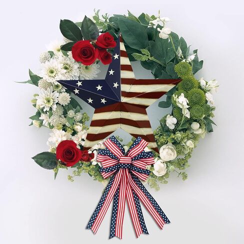 E-view Metal American Flag Barn Star Decor Patriotic Mounted 3D Wall Art July of 4th Decoration 22" in Saudi Arabia