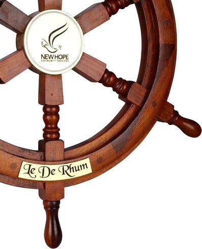 Personalized Nautical Wooden Ship Wheel, Custom Size (12 – 36 Inch), Handcrafted Captain Steering Wheel with Brass Center, Pirate's Boat Wheels, Wall Hanging Ship Wheel for Home, Office & Marine Décor in Saudi Arabia