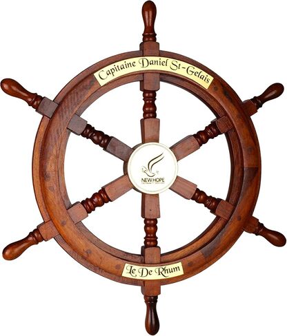 Personalized Nautical Wooden Ship Wheel, Custom Size (12 – 36 Inch), Handcrafted Captain Steering Wheel with Brass Center, Pirate's Boat Wheels, Wall Hanging Ship Wheel for Home, Office & Marine Décor in Saudi Arabia