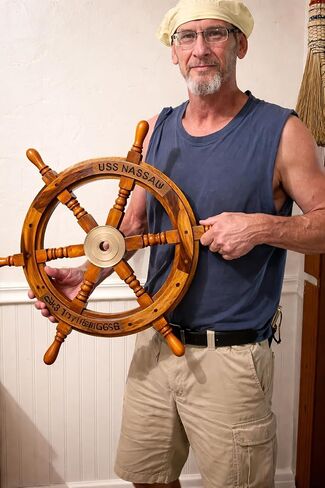Personalized Nautical Wooden Ship Wheel, Custom Size (12 – 36 Inch), Handcrafted Captain Steering Wheel with Brass Center, Pirate's Boat Wheels, Wall Hanging Ship Wheel for Home, Office & Marine Décor in Saudi Arabia
