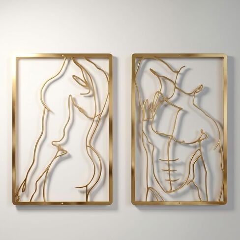 LumDecor Metal Wall Art Abstract Single Line Art Hanging for Bedroom Decor – Minimalist Line Art Metal Wall Sculpture, Modern Male Body Shape Wall Art, Mens Room Decor Aesthetic, Wall Decor for Bedroom, 16.54 x 11.02 Inches in Saudi Arabia