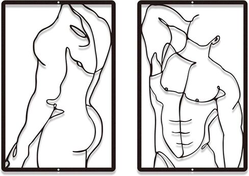 LumDecor Metal Wall Art Abstract Single Line Art Hanging for Bedroom Decor – Minimalist Line Art Metal Wall Sculpture, Modern Male Body Shape Wall Art, Mens Room Decor Aesthetic, Wall Decor for Bedroom, 16.54 x 11.02 Inches in Kuwait