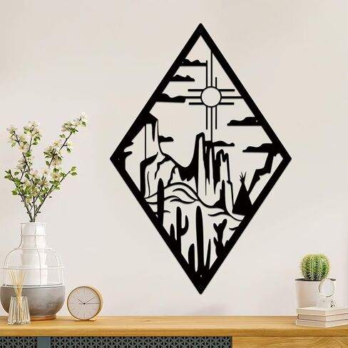 Resama Metal Cactus Wall Decor Natural Themed Metal Wall Art Featuring Plant and Desert Designs Modern Cactus Decor for Office Home Living Room Bathroom Housewarming(13.7x9.2, Brown) in Saudi Arabia