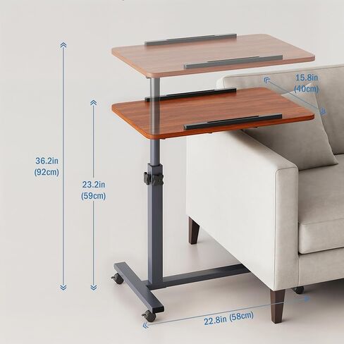 Overbed Bedside Table with Wheels, Medical Hospital Bed Table, Computer Stand for Bed Side, Rolling Tray for Hospital and Home Use in Saudi Arabia