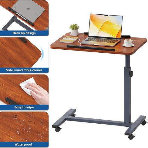 Overbed Bedside Table with Wheels, Medical Hospital Bed Table, Computer Stand for Bed Side, Rolling Tray for Hospital and Home Use in Saudi Arabia