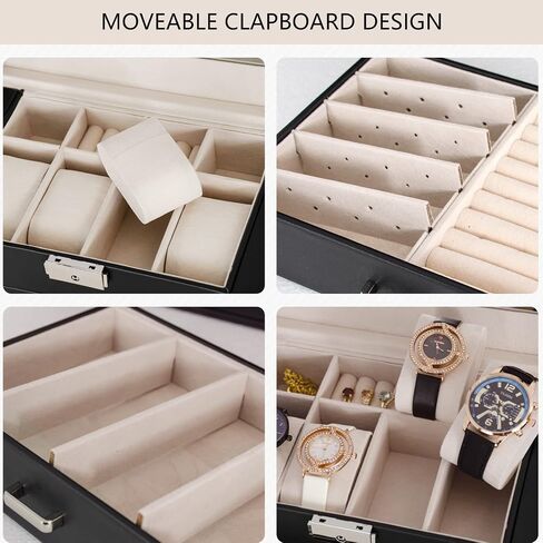 TORIBIO 5 Tier Jewelry Box with Drawers Jewelry Organizer/with Watch Roll Case Ring Necklace Earring Bracelet Holder Mirror for Women Girls (black) in Saudi Arabia