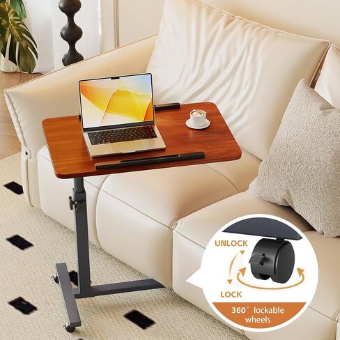 Overbed Bedside Table with Wheels, Medical Hospital Bed Table, Computer Stand for Bed Side, Rolling Tray for Hospital and Home Use in Saudi Arabia