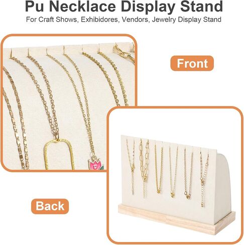 2 Pieces Cambered Wooden Necklace Display Stand with Soft Mat Necklace Holder Jewelry Display Beige Velvet Jewelry Organizer for Countertop Boutique Home in Saudi Arabia