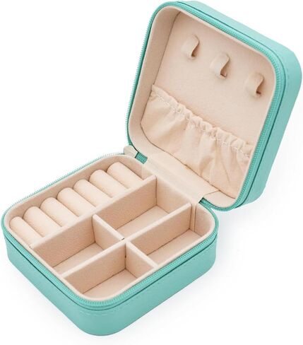 Mini Jewelry Travel Case, Small Portable Jewellery Storage, PU Leather Travel Jewelry Organizer Box, Earrings, Necklaces Portable Gift for Women, Girls, Wedding, Birthday, 3.74x3.74x1.85 In in Kuwait