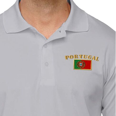 قمصان بولو بأكمام قصيرة من البوليستر المطرز بعلم البرتغال من Speedy Pros Performance Golf للرجال باللون الأزرق الداكن مقاس كبير in Kuwait