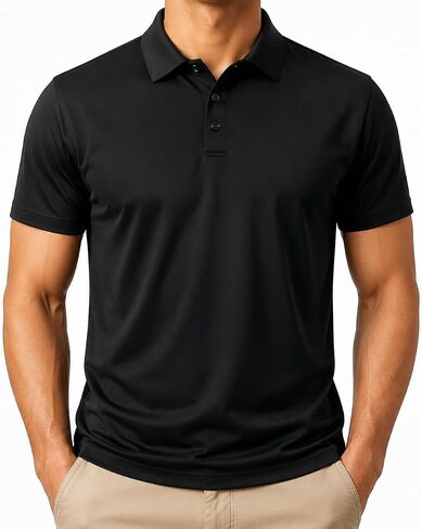 Men's Summer Short Sleeve Polo Shirt, Moisture-Wicking & Breathable, Quick-Dry Polyester Fabric, Casual Business Golf Wear in Kuwait