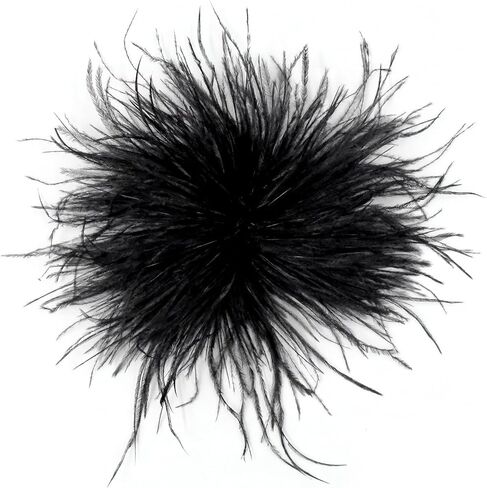 Dainty Feather Flower Brooch Oversized Floral Lapel Pin for Women Men, Fabric Corsage for Shawl Dress Suit, Fashion Wedding Party Dance Banquet Statement Jewellery Accessory (Black) in Saudi Arabia