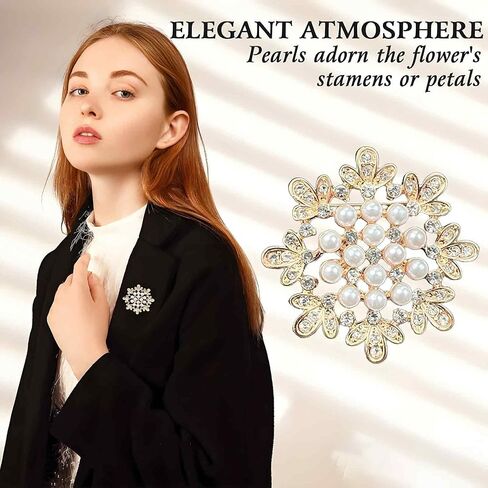 4 PCS Crystal Pearl Brooches for Women, Broches Para Ropa de Mujer, Brooch Pins for DIY Wedding Party in Saudi Arabia