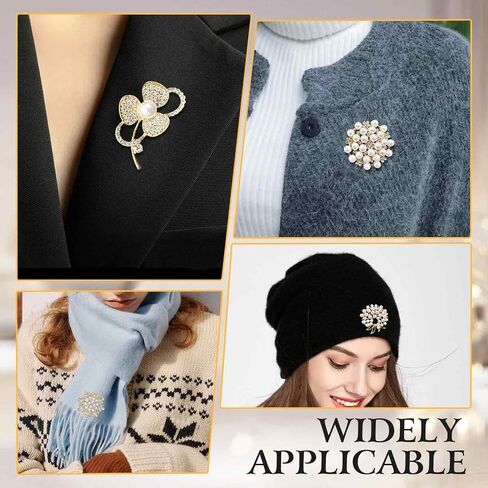 4 PCS Crystal Pearl Brooches for Women, Broches Para Ropa de Mujer, Brooch Pins for DIY Wedding Party in Saudi Arabia