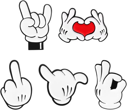5Pcs Funny Mouse Hand Heart Enamel Pin, Novelty Cartoon Cute Pins for Hats, Backpacks, Bags and Lanyards in Saudi Arabia