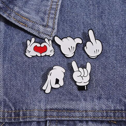 5Pcs Funny Mouse Hand Heart Enamel Pin, Novelty Cartoon Cute Pins for Hats, Backpacks, Bags and Lanyards in Saudi Arabia