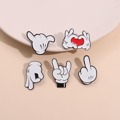 5Pcs Funny Mouse Hand Heart Enamel Pin, Novelty Cartoon Cute Pins for Hats, Backpacks, Bags and Lanyards in Saudi Arabia