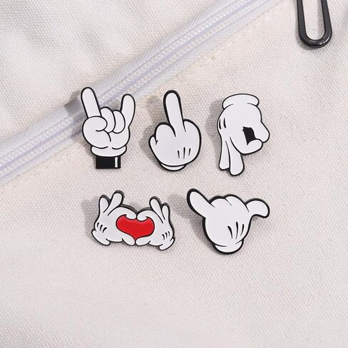 5Pcs Funny Mouse Hand Heart Enamel Pin, Novelty Cartoon Cute Pins for Hats, Backpacks, Bags and Lanyards in Saudi Arabia