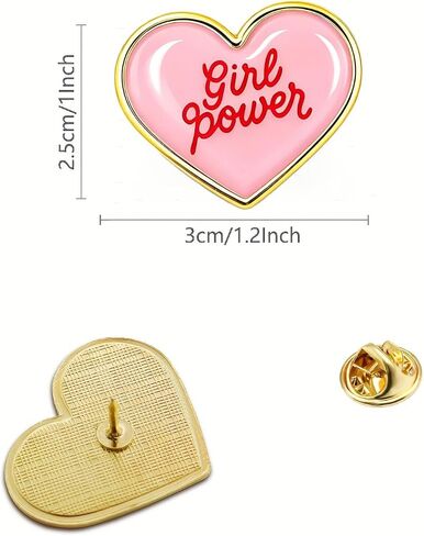 10/50/100pcs Girl Power Heart Brooch, Pink Gold Plated Feminist Lapel Pin, Women's Empowerment Badge for Clothing Bags Hats in Kuwait