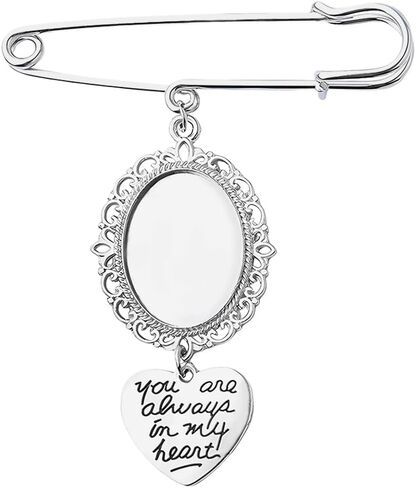 Wedding Bouquet Charms Pin for Memory DIY Charm Brooch Engraved Heart Pendant for Wedding Bouquet Decoration in Saudi Arabia