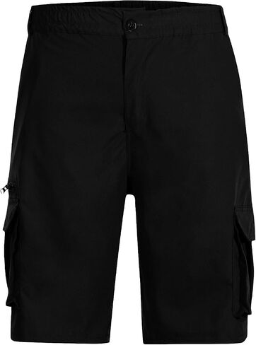 Cargo Shorts for Men Multi-Pockets Classic Fit Knee Shorts Baggy Casual Summer Elastic Waist Hiking Pants in Kuwait