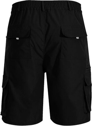 Cargo Shorts for Men Multi-Pockets Classic Fit Knee Shorts Baggy Casual Summer Elastic Waist Hiking Pants in Kuwait