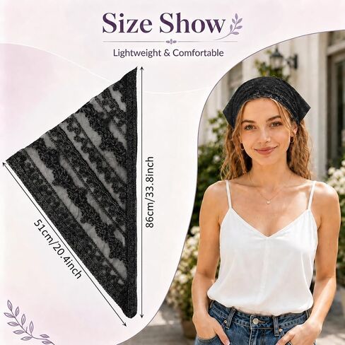 Triangle Head Scarf for Women with Lace Floral for Picnic Casual in Kuwait