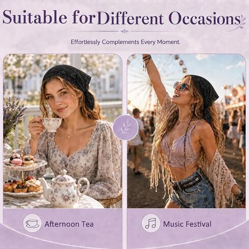 Triangle Head Scarf for Women with Lace Floral for Picnic Casual in Kuwait