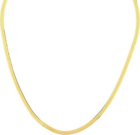 MIONZA 18K Gold Vermeil Herringbone Necklace, Snake Choker Chain Jewelry Gift for Her in Saudi Arabia