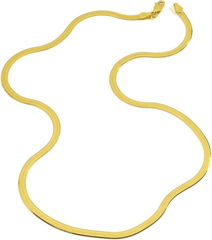 MIONZA 18K Gold Vermeil Herringbone Necklace, Snake Choker Chain Jewelry Gift for Her in Saudi Arabia