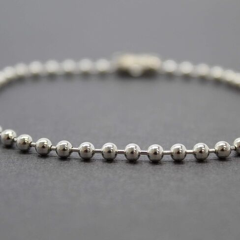 Kathy Bankston Handmade 3mm Sterling Silver Bead Ball Chain Bracelet or Necklace, Oxidized or Shiny, Made to Order Lengths, Unisex Silver Chain in Saudi Arabia