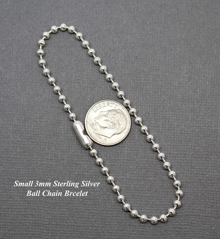 Kathy Bankston Handmade 3mm Sterling Silver Bead Ball Chain Bracelet or Necklace, Oxidized or Shiny, Made to Order Lengths, Unisex Silver Chain in Saudi Arabia