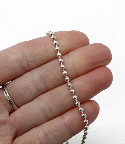 Kathy Bankston Handmade 3mm Sterling Silver Bead Ball Chain Bracelet or Necklace, Oxidized or Shiny, Made to Order Lengths, Unisex Silver Chain in Saudi Arabia