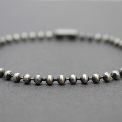 Kathy Bankston Handmade 3mm Sterling Silver Bead Ball Chain Bracelet or Necklace, Oxidized or Shiny, Made to Order Lengths, Unisex Silver Chain in Saudi Arabia
