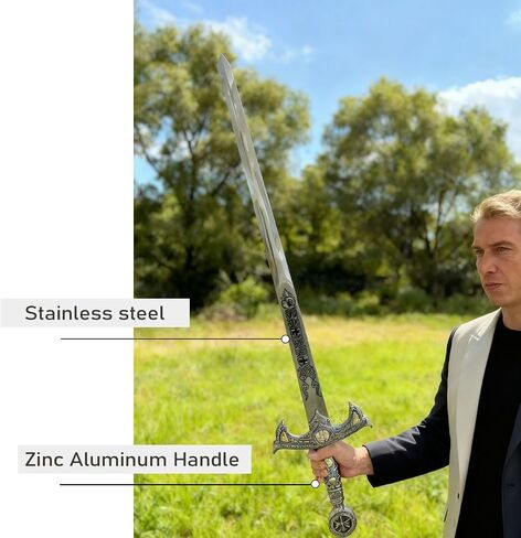 47" Templar Knight Sword All Metal with Display Plaque,Medieval-Style Western Stainless Steel Crusader Replica Sword,for Wall Decoration,Collecting,Display,Gifting in Saudi Arabia