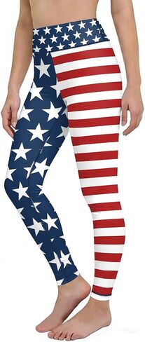 Women's 4th of July Workout Leggings, USA Flag High Waist Sports Pants for Running Cycling Yoga in Saudi Arabia