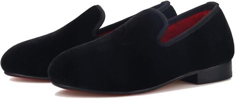 FERUCCI Kids Black Plain Velvet Loafer Wedding Gala Partys Tie Event Special Occasion (Todder, Numeric_12) in Saudi Arabia