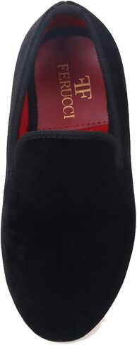 FERUCCI Kids Black Plain Velvet Loafer Wedding Gala Partys Tie Event Special Occasion (Todder, Numeric_12) in Saudi Arabia