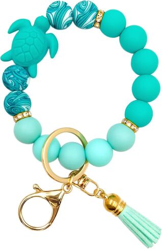 SHINYHARBOR Silicone Beaded Keychain Wristlet,Cute Key Ring Holder for House Car Keys,Gift for Women Mom Sister Wife Daughter in Saudi Arabia