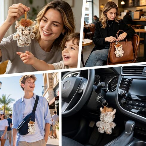Highland Cow Keychain,5.5-Inch Stuffed Animal Keychain,A Cute Cow Plush Keychain Accessory for Backpack，Wallets, Bags, and Clothing,Ideal Gift for Boys and Girls in Saudi Arabia