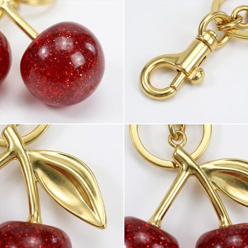 2 PCS Glitter Cherry Bag Charm Keychains Cute Key Chains Fashion Cherries Bag Accessory for Women Girls Purse Bag Backpack Handbags Key Decorate Accessories (Red, Pink in Saudi Arabia