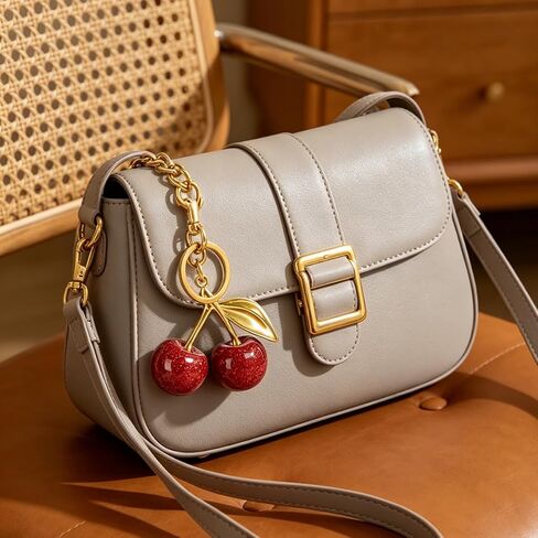 2 PCS Glitter Cherry Bag Charm Keychains Cute Key Chains Fashion Cherries Bag Accessory for Women Girls Purse Bag Backpack Handbags Key Decorate Accessories (Red, Pink in Saudi Arabia