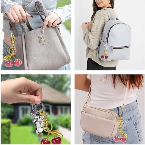 2 PCS Glitter Cherry Bag Charm Keychains Cute Key Chains Fashion Cherries Bag Accessory for Women Girls Purse Bag Backpack Handbags Key Decorate Accessories (Red, Pink in Saudi Arabia