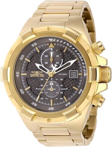 Invicta Aviator Men 50.5mm Stainless Steel Gold Charcoal dial VD51 Quartz in Kuwait
