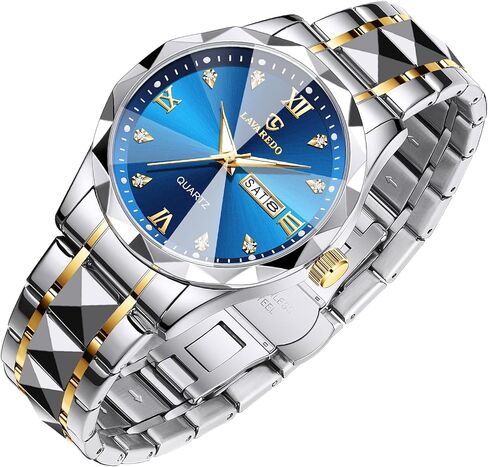 Mens Watches Stainless Steel Waterproof Luminous Date Two Tone Luxury Casual Wrist Watch Relojes para Hombres Watches for Men Diamond Business Dress Analog Quartz in Saudi Arabia