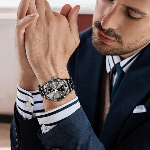Mens Watches Stainless Steel Waterproof Luminous Date Two Tone Luxury Casual Wrist Watch Relojes para Hombres Watches for Men Diamond Business Dress Analog Quartz in Saudi Arabia