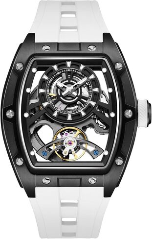 Paras Crown Automatic Watches for Men Stainless Case Silicone Strap Analog 50M Waterproof Mechanical Watch Fashion Mens Watches Relojes De Hombre in Saudi Arabia