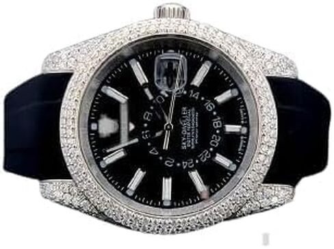 BENIYAZ LAB GROWNMoissanite Watch for Men – Luxury Diamond-Cut Look | Waterproof Silicone Belt Included | Stylish Analog Automatic Wristwatch in Kuwait