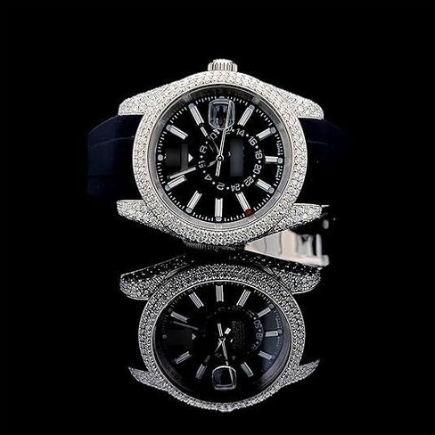 BENIYAZ LAB GROWNMoissanite Watch for Men – Luxury Diamond-Cut Look | Waterproof Silicone Belt Included | Stylish Analog Automatic Wristwatch in Kuwait