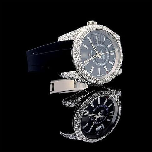 BENIYAZ LAB GROWNMoissanite Watch for Men – Luxury Diamond-Cut Look | Waterproof Silicone Belt Included | Stylish Analog Automatic Wristwatch in Kuwait